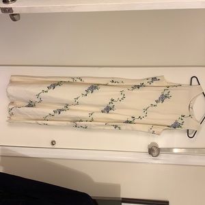 Gorgeous cream, full length linen dress with embroidered flowers from Talbots